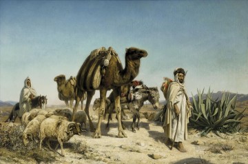 Eugenio Girardet Painting - Caravana en el desierto Eugene Girardet Orientalista